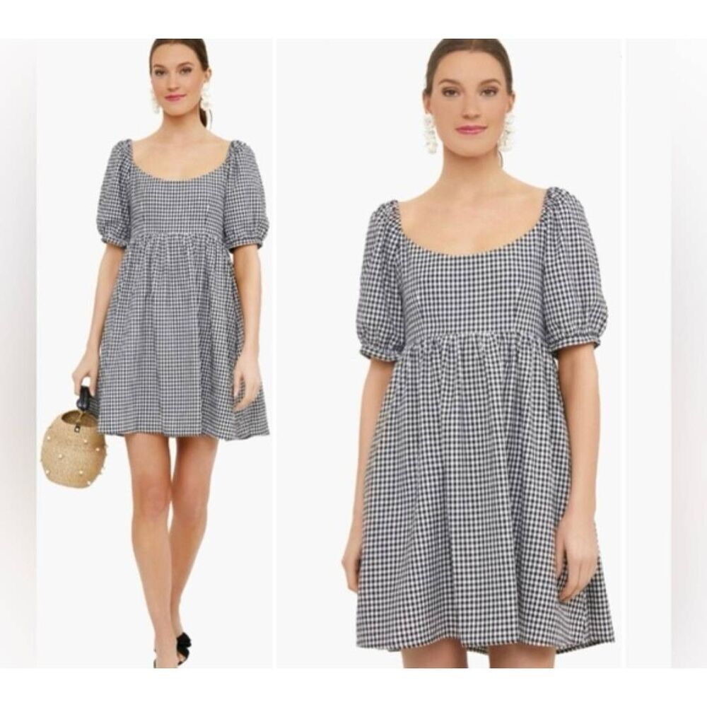 Tuckernuck Pomander Place Gingham Smocked Abigail Dress Black White Size Large